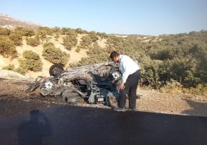 ۳ فوتی در واژگونی و آتش‌سوزی پژو ۴۰۵ در کمربندی شرقی ایلام